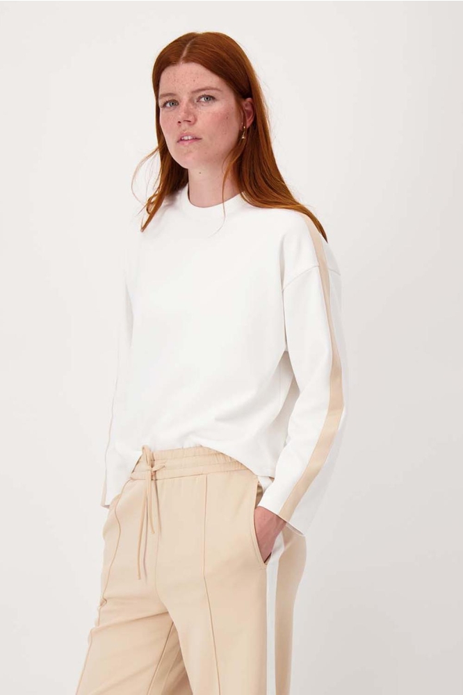 JERSEY TOP MET BIES 0304-200 7247 BEIGE/OFF WHITE